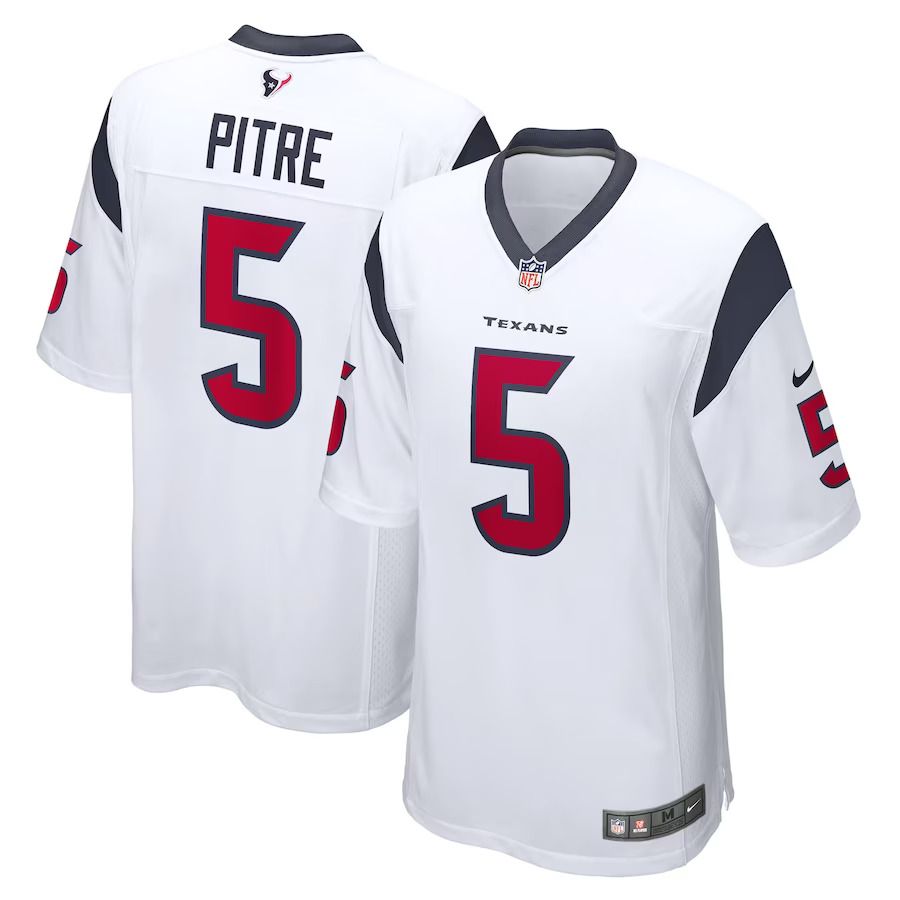 Men Houston Texans 5 Jalen Pitre Nike White Game Player NFL Jersey